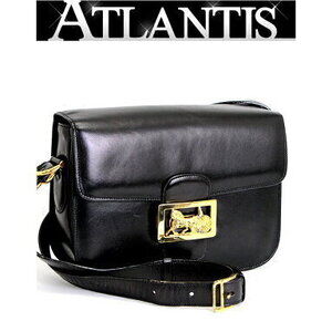 Celine Carriage Shoulder Bag Black Calf Leather